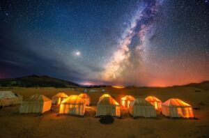 The milky way at the sahara desert  in Morocco.